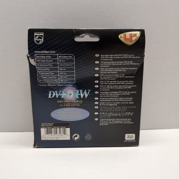 Philips DVD+RW 4.7GB 120 Minute 5 Pack Recordable Disks 1-4X Speed Sealed - Picture 12 of 12